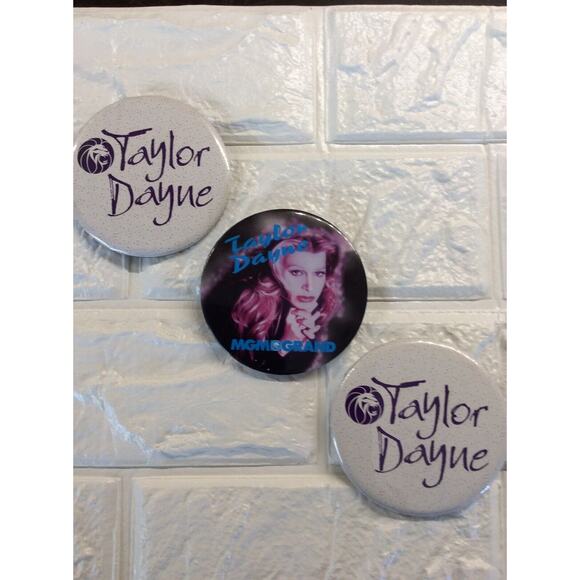 3 Vintage 1980's Taylor Dayne MGM Grand 3" Pinback Button Collectable - Picture 2 of 4